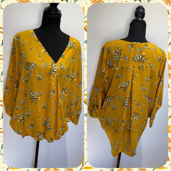 West Kei Tops - West Kei Mustard Floral Blouse